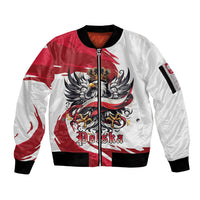 Poland National Flag Day Sleeve Zip Bomber Jacket Fierce Polish Eagle Crown