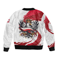 Poland National Flag Day Sleeve Zip Bomber Jacket Fierce Polish Eagle Crown