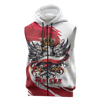 Poland National Flag Day Sleeveless Zip Hoodie Fierce Polish Eagle Crown