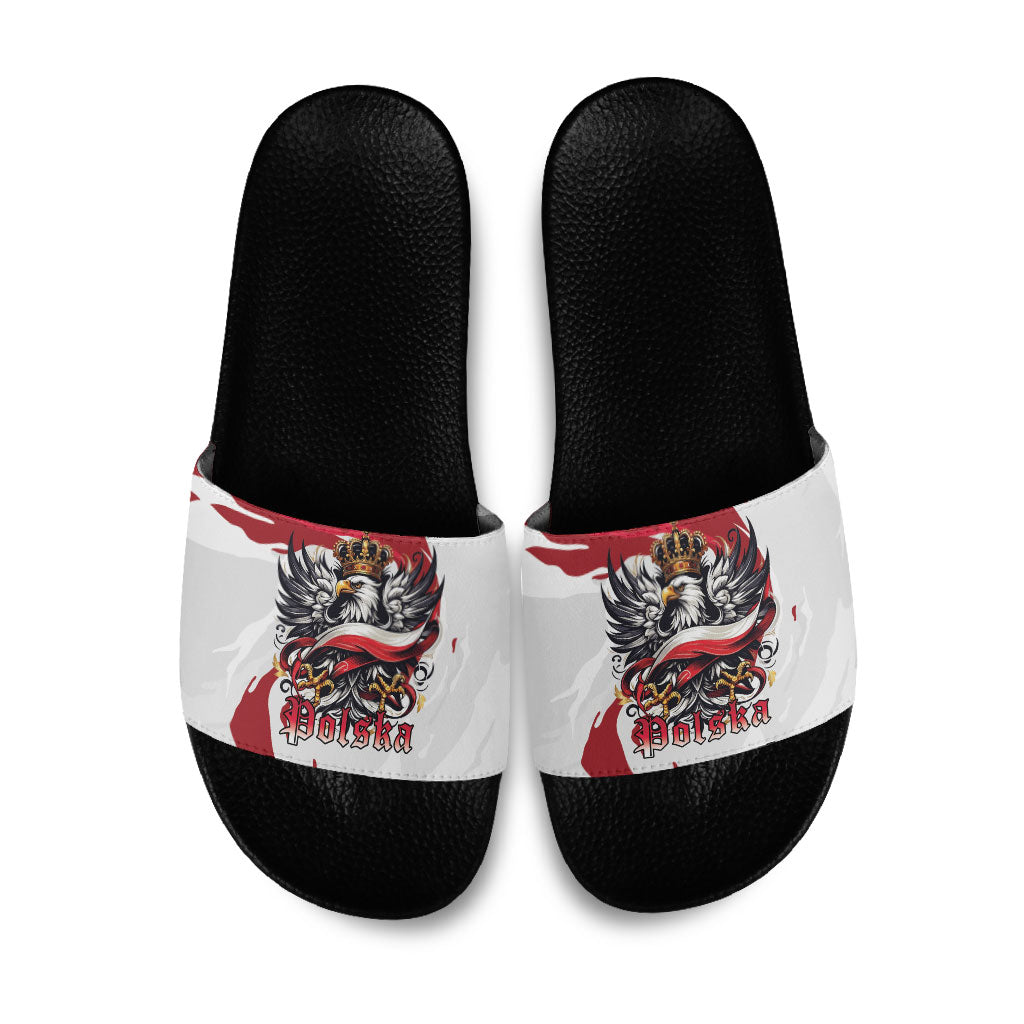 Poland National Flag Day Slide Sandals Fierce Polish Eagle Crown