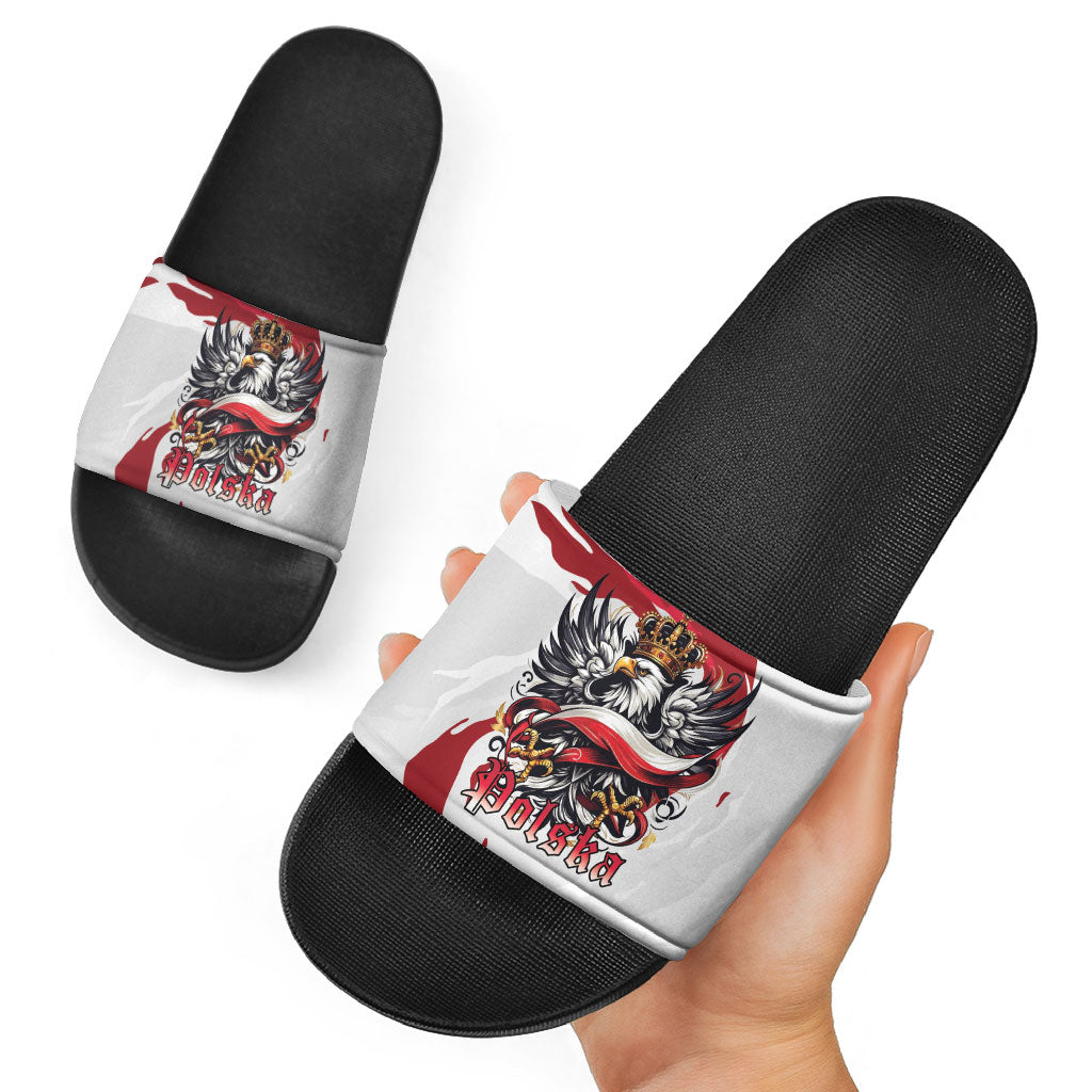 Poland National Flag Day Slide Sandals Fierce Polish Eagle Crown