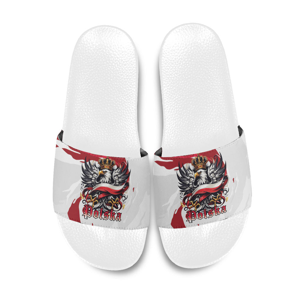 Poland National Flag Day Slide Sandals Fierce Polish Eagle Crown