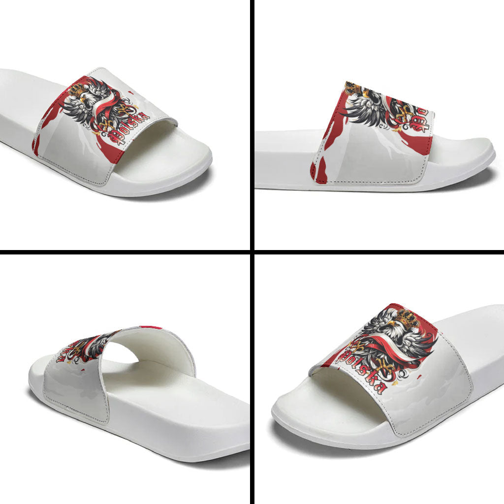 Poland National Flag Day Slide Sandals Fierce Polish Eagle Crown