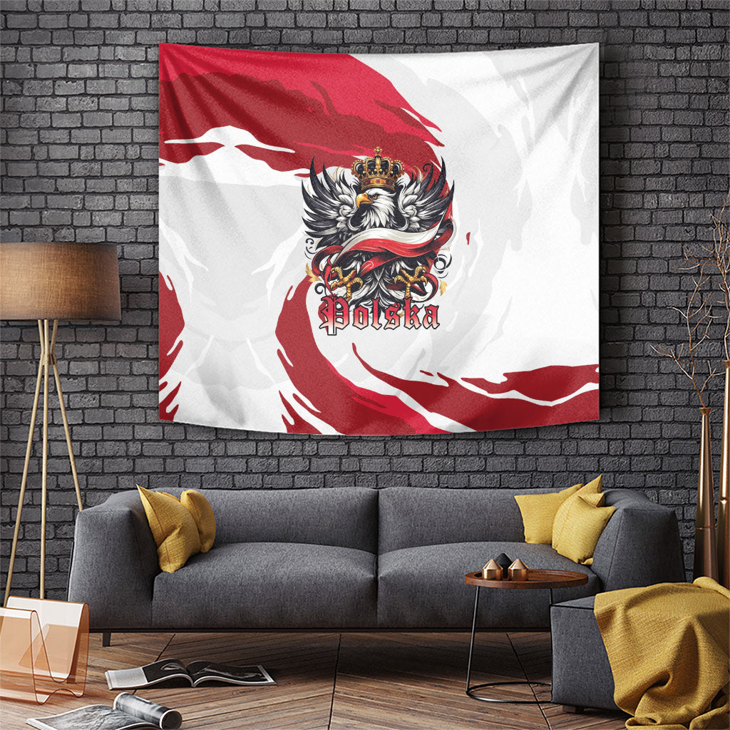 Poland National Flag Day Tapestry Fierce Polish Eagle Crown