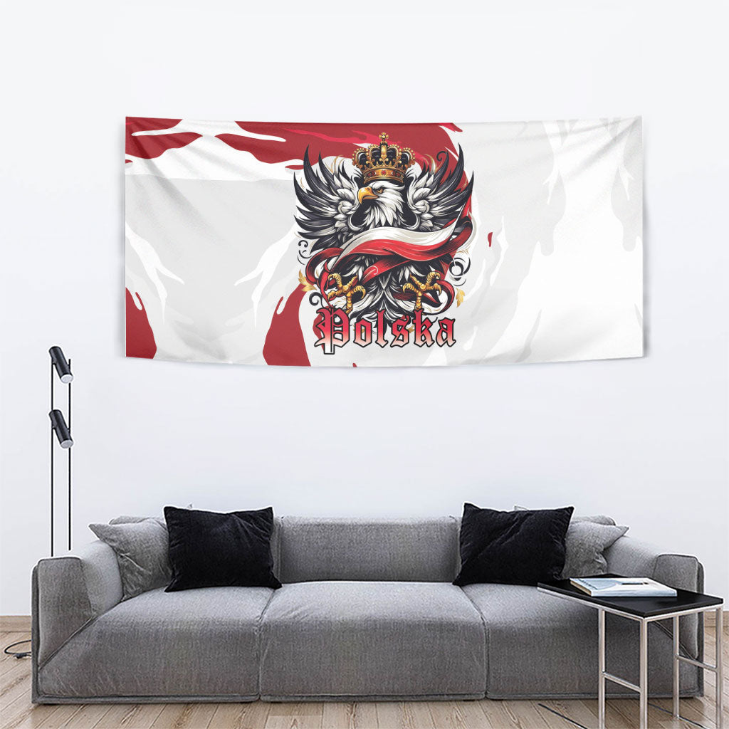Poland National Flag Day Tapestry Fierce Polish Eagle Crown