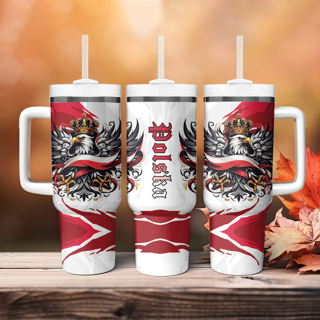 Poland National Flag Day Tumbler With Handle Fierce Polish Eagle Crown