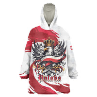 Poland National Flag Day Wearable Blanket Hoodie Fierce Polish Eagle Crown
