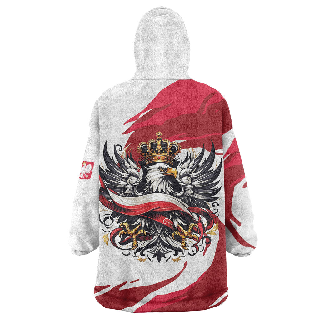 Poland National Flag Day Wearable Blanket Hoodie Fierce Polish Eagle Crown