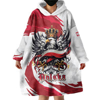 Poland National Flag Day Wearable Blanket Hoodie Fierce Polish Eagle Crown
