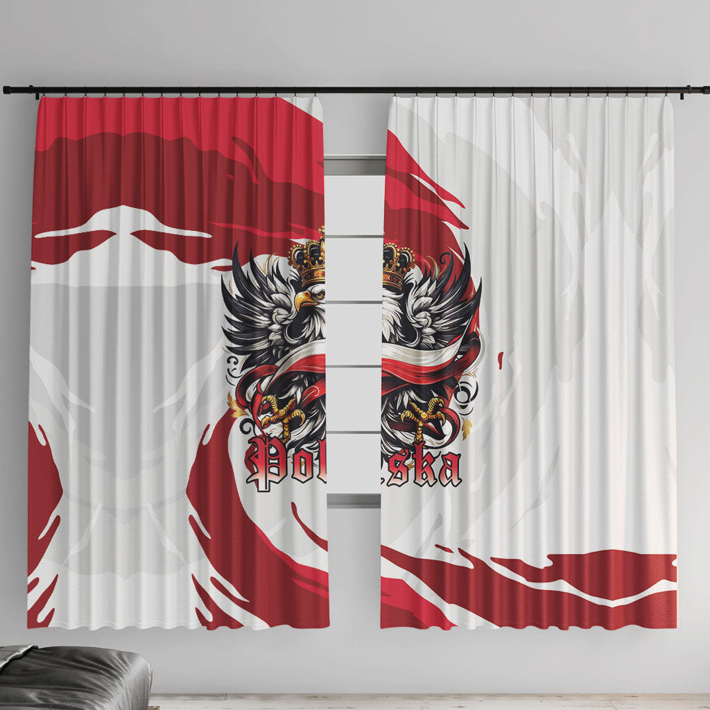 Poland National Flag Day Window Curtain Fierce Polish Eagle Crown
