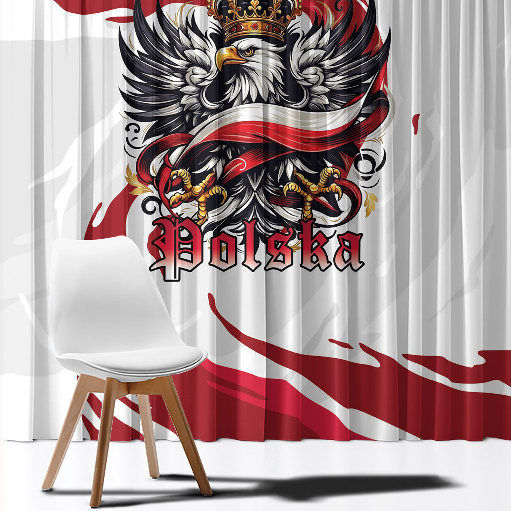 Poland National Flag Day Window Curtain Fierce Polish Eagle Crown