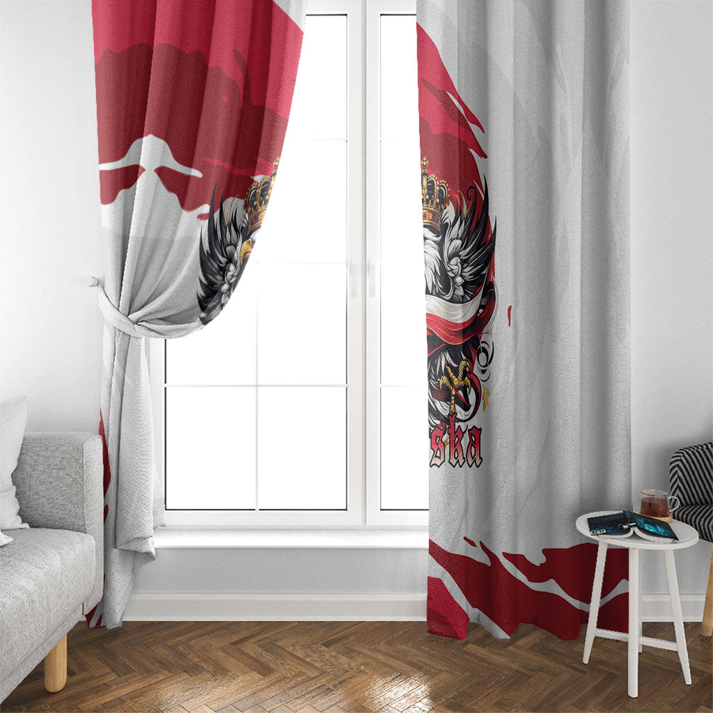 Poland National Flag Day Window Curtain Fierce Polish Eagle Crown