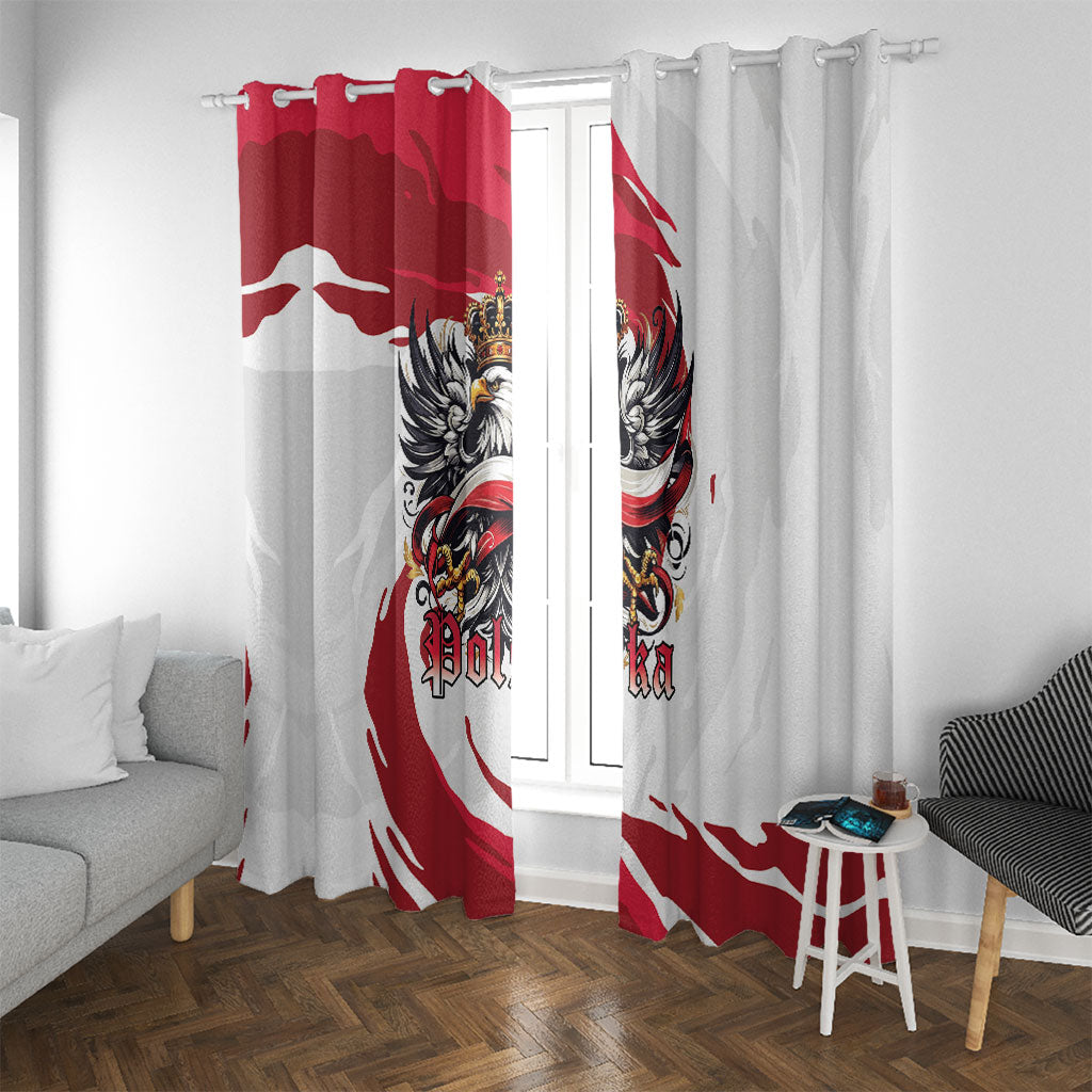 Poland National Flag Day Window Curtain Fierce Polish Eagle Crown