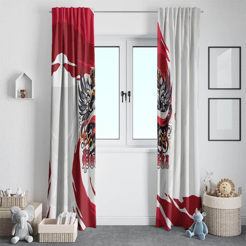 Poland National Flag Day Window Curtain Fierce Polish Eagle Crown