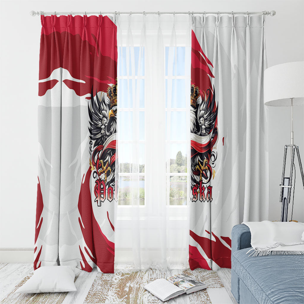 Poland National Flag Day Window Curtain Fierce Polish Eagle Crown
