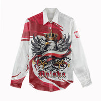 Poland National Flag Day Women Casual Shirt Fierce Polish Eagle Crown