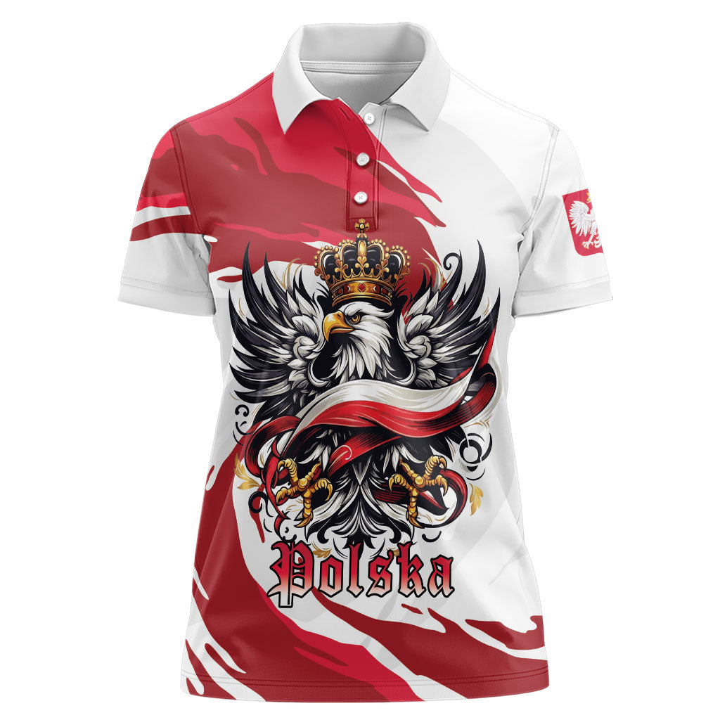 Poland National Flag Day Women Polo Shirt Fierce Polish Eagle Crown