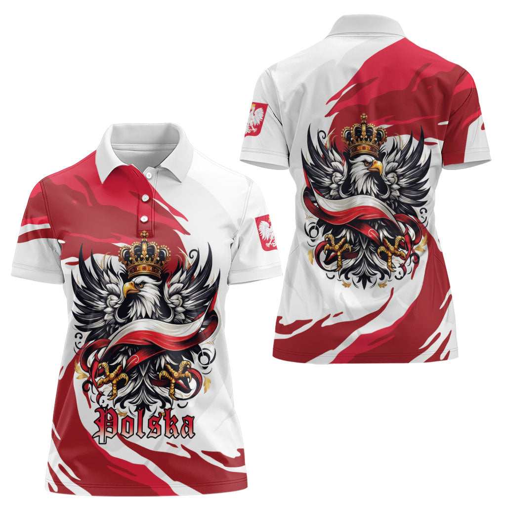 Poland National Flag Day Women Polo Shirt Fierce Polish Eagle Crown