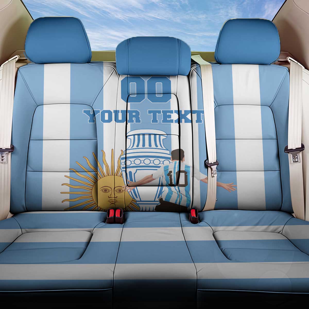 Custom Argentina Football Back Car Seat Cover Go Champions 2024 - Wonder Print Shop