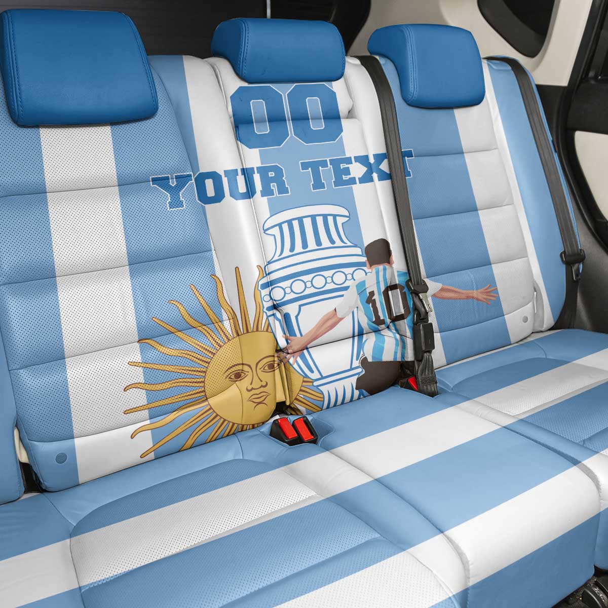 Custom Argentina Football Back Car Seat Cover Go Champions 2024 - Wonder Print Shop
