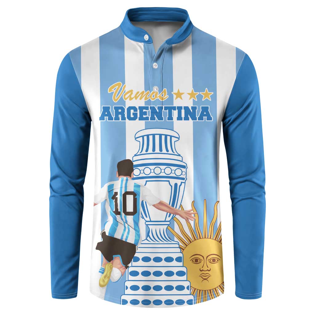 Custom Argentina Football Button Sweatshirt Go Champions 2024 - Wonder Print Shop