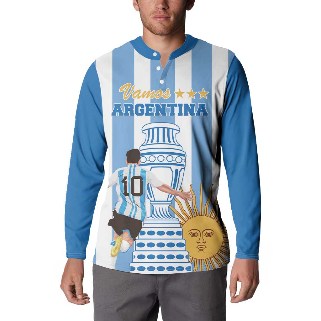 Custom Argentina Football Button Sweatshirt Go Champions 2024 - Wonder Print Shop
