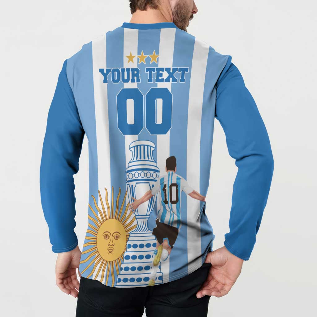 Custom Argentina Football Button Sweatshirt Go Champions 2024 - Wonder Print Shop