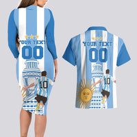 Custom Argentina Football Couples Matching Long Sleeve Bodycon Dress and Hawaiian Shirt Go Champions 2024 - Wonder Print Shop