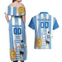 Custom Argentina Football Couples Matching Off Shoulder Maxi Dress and Hawaiian Shirt Go Champions 2024 - Wonder Print Shop