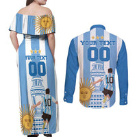 Custom Argentina Football Couples Matching Off Shoulder Maxi Dress and Long Sleeve Button Shirt Go Champions 2024 - Wonder Print Shop