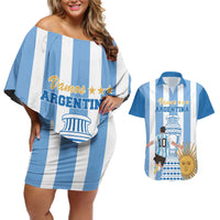 Custom Argentina Football Couples Matching Off Shoulder Short Dress and Hawaiian Shirt Go Champions 2024 - Wonder Print Shop