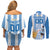 Custom Argentina Football Couples Matching Off Shoulder Short Dress and Long Sleeve Button Shirt Go Champions 2024 - Wonder Print Shop