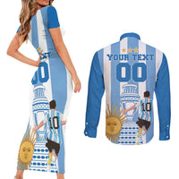 Custom Argentina Football Couples Matching Short Sleeve Bodycon Dress and Long Sleeve Button Shirt Go Champions 2024 - Wonder Print Shop