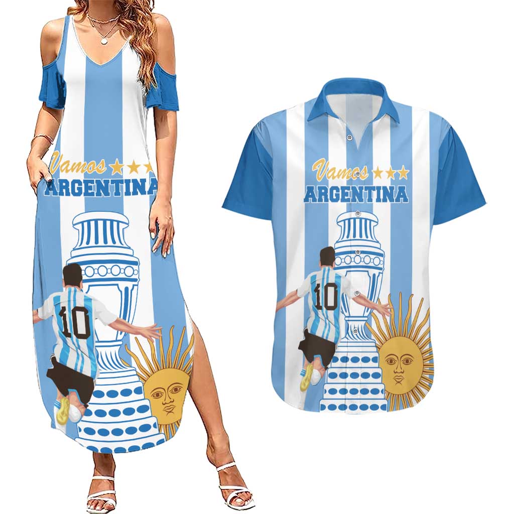 Custom Argentina Football Couples Matching Summer Maxi Dress and Hawaiian Shirt Go Champions 2024 - Wonder Print Shop
