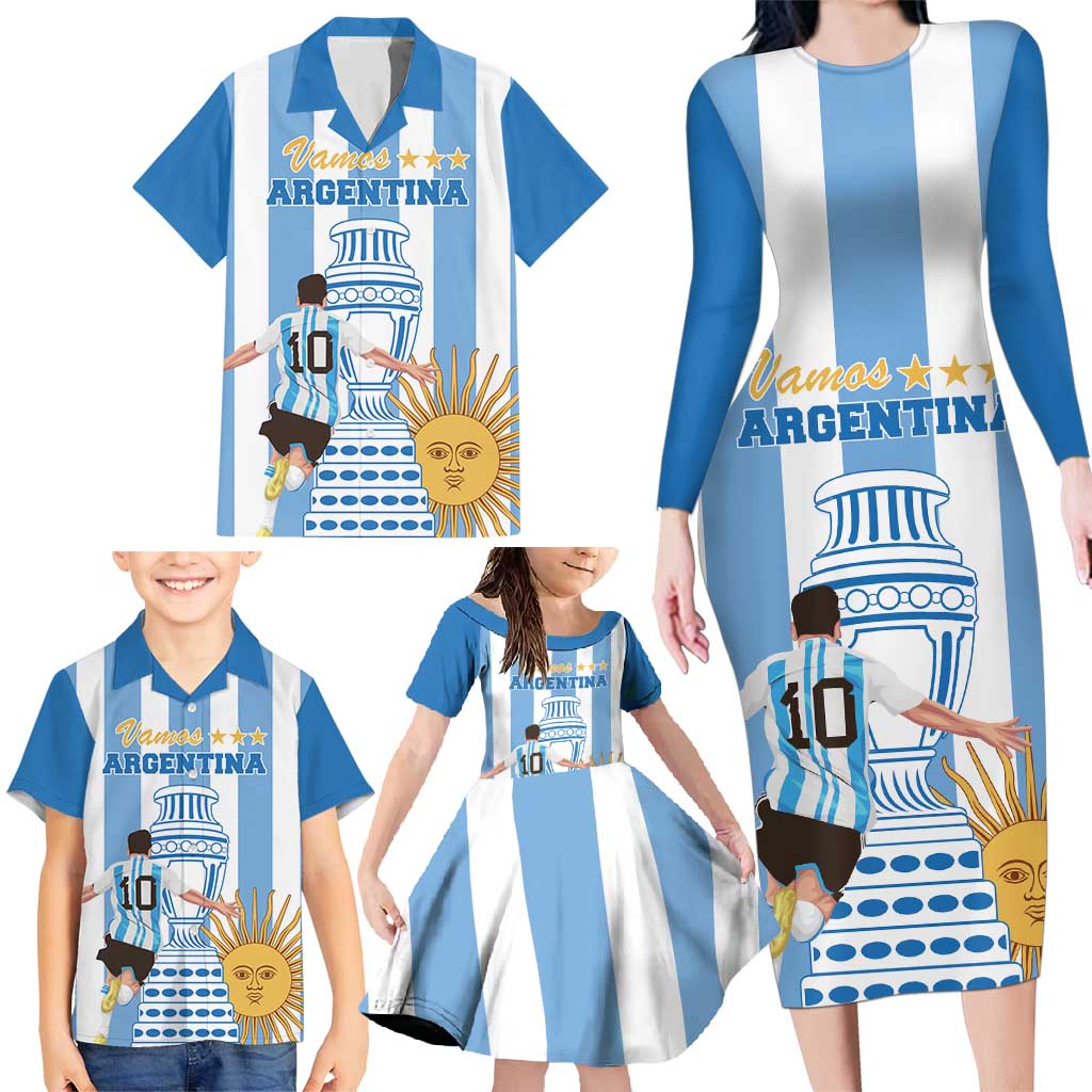 Custom Argentina Football Family Matching Long Sleeve Bodycon Dress and Hawaiian Shirt Go Champions 2024 - Wonder Print Shop