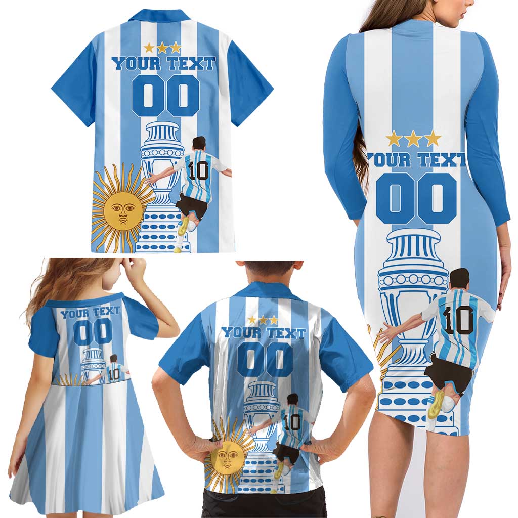 Custom Argentina Football Family Matching Long Sleeve Bodycon Dress and Hawaiian Shirt Go Champions 2024 - Wonder Print Shop