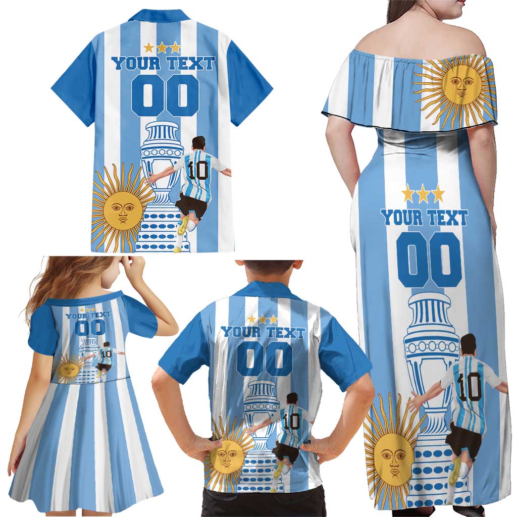 Custom Argentina Football Family Matching Off Shoulder Maxi Dress and Hawaiian Shirt Go Champions 2024 - Wonder Print Shop