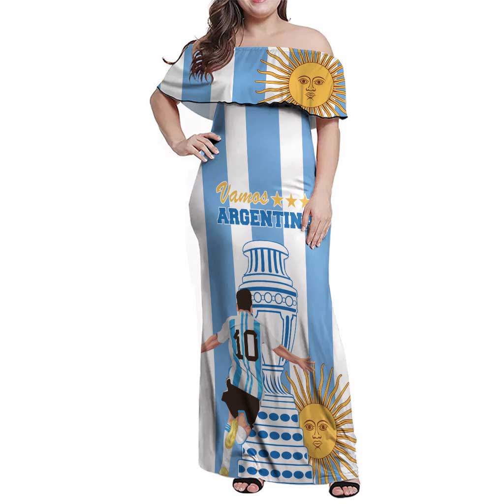 Custom Argentina Football Family Matching Off Shoulder Maxi Dress and Hawaiian Shirt Go Champions 2024 - Wonder Print Shop