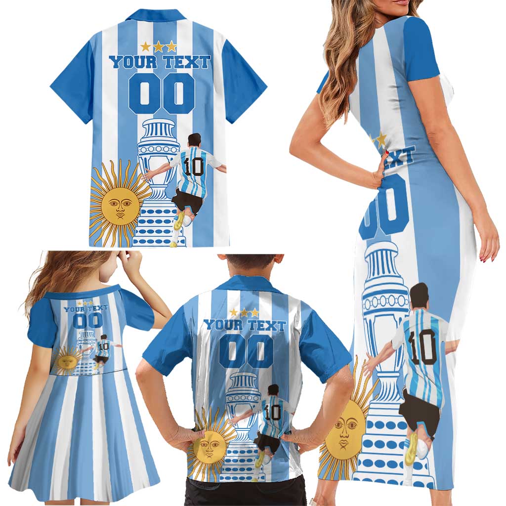Custom Argentina Football Family Matching Short Sleeve Bodycon Dress and Hawaiian Shirt Go Champions 2024 - Wonder Print Shop