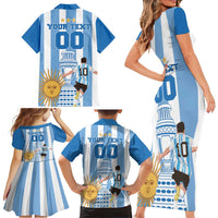 Custom Argentina Football Family Matching Short Sleeve Bodycon Dress and Hawaiian Shirt Go Champions 2024 - Wonder Print Shop