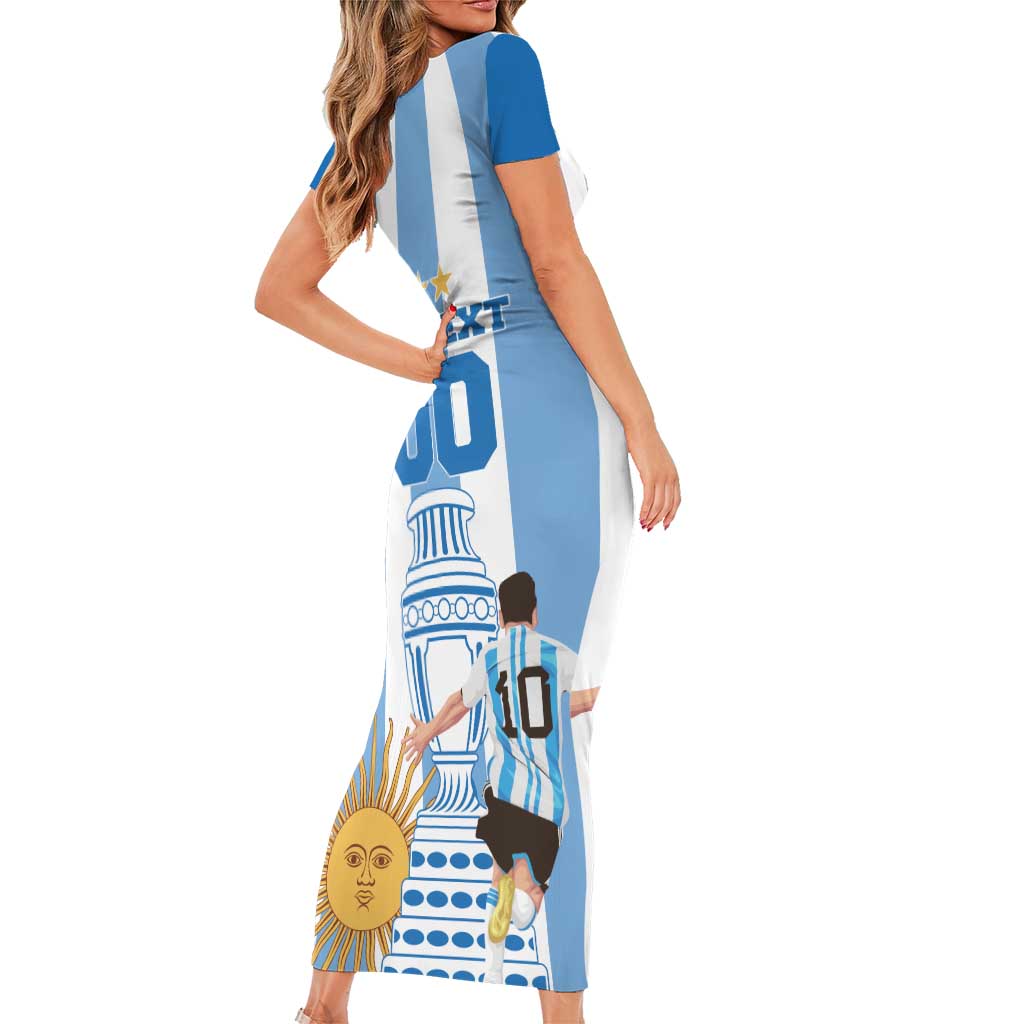 Custom Argentina Football Family Matching Short Sleeve Bodycon Dress and Hawaiian Shirt Go Champions 2024 - Wonder Print Shop