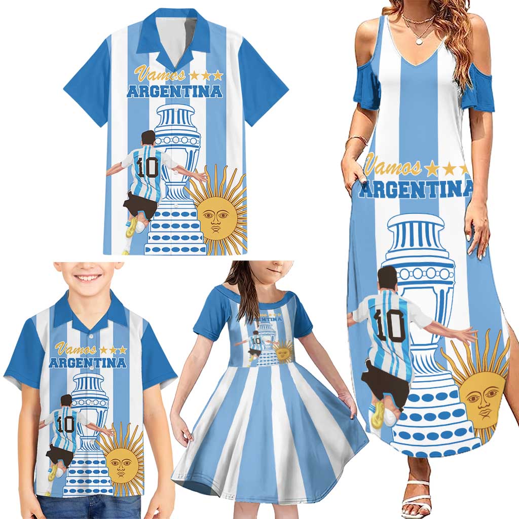 Custom Argentina Football Family Matching Summer Maxi Dress and Hawaiian Shirt Go Champions 2024 - Wonder Print Shop