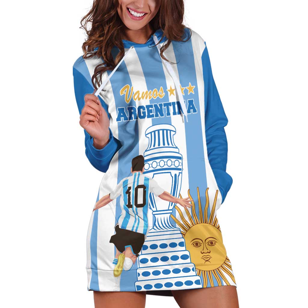 Custom Argentina Football Hoodie Dress Go Champions 2024 - Wonder Print Shop