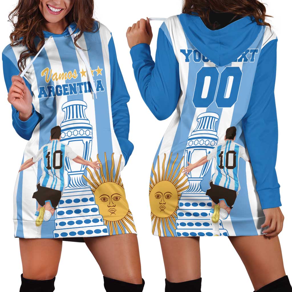 Custom Argentina Football Hoodie Dress Go Champions 2024 - Wonder Print Shop