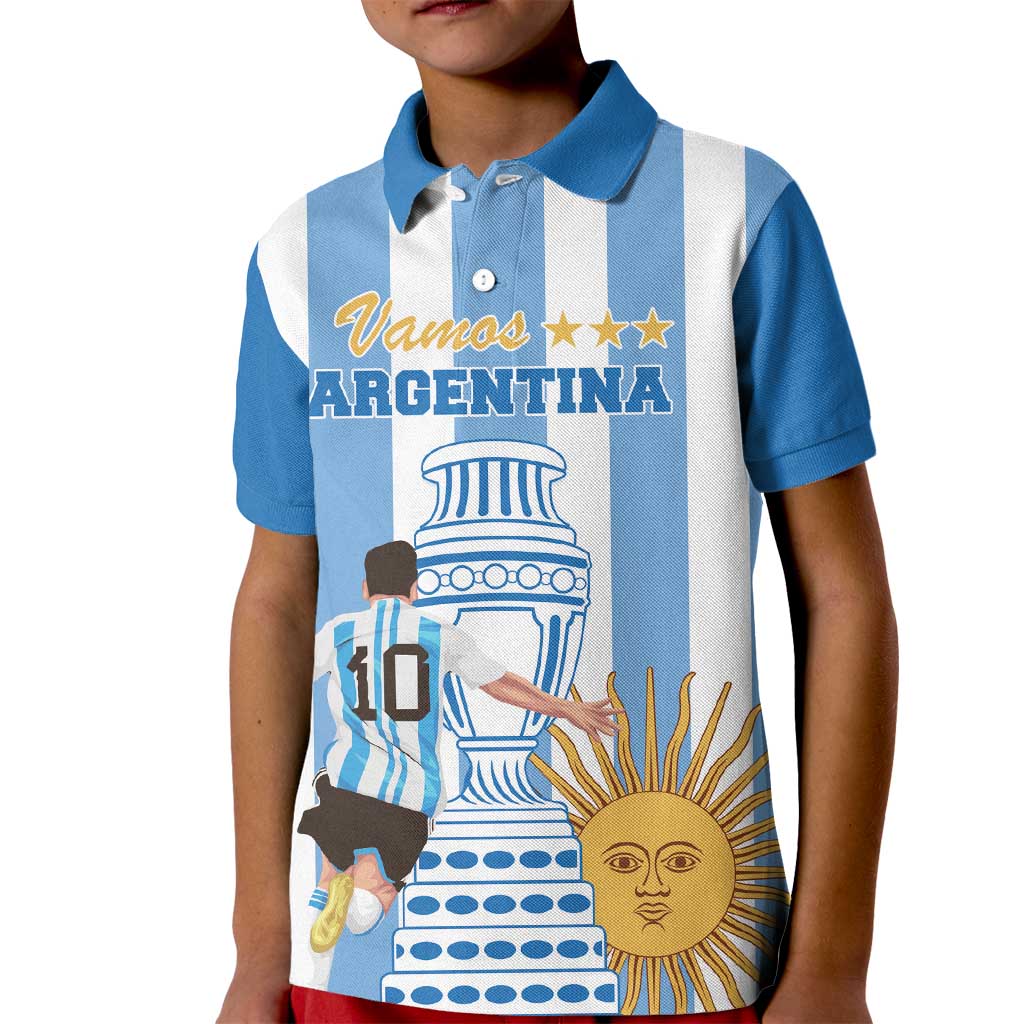 Custom Argentina Football Kid Polo Shirt Go Champions 2024 - Wonder Print Shop