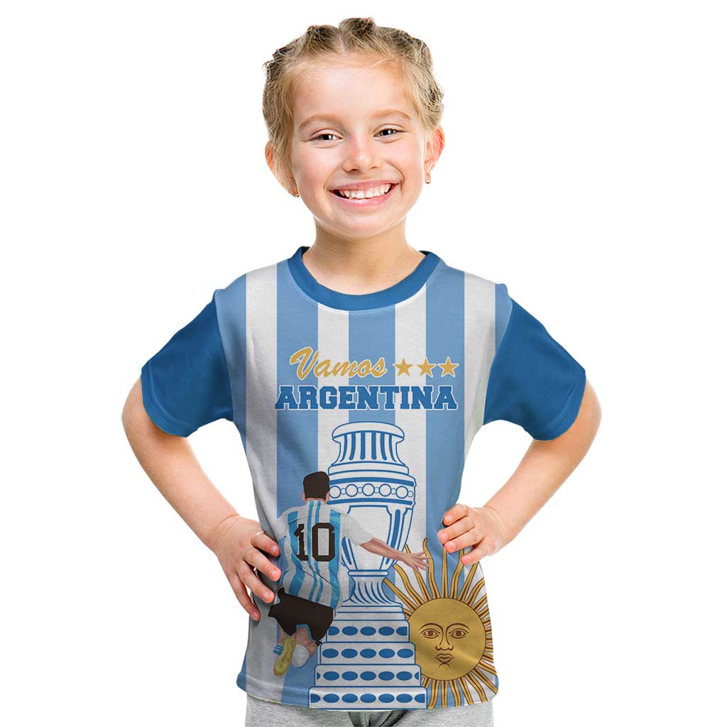Custom Argentina Football Kid T Shirt Go Champions 2024 - Wonder Print Shop
