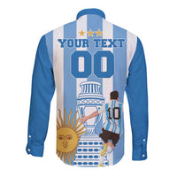 Custom Argentina Football Long Sleeve Button Shirt Go Champions 2024 - Wonder Print Shop