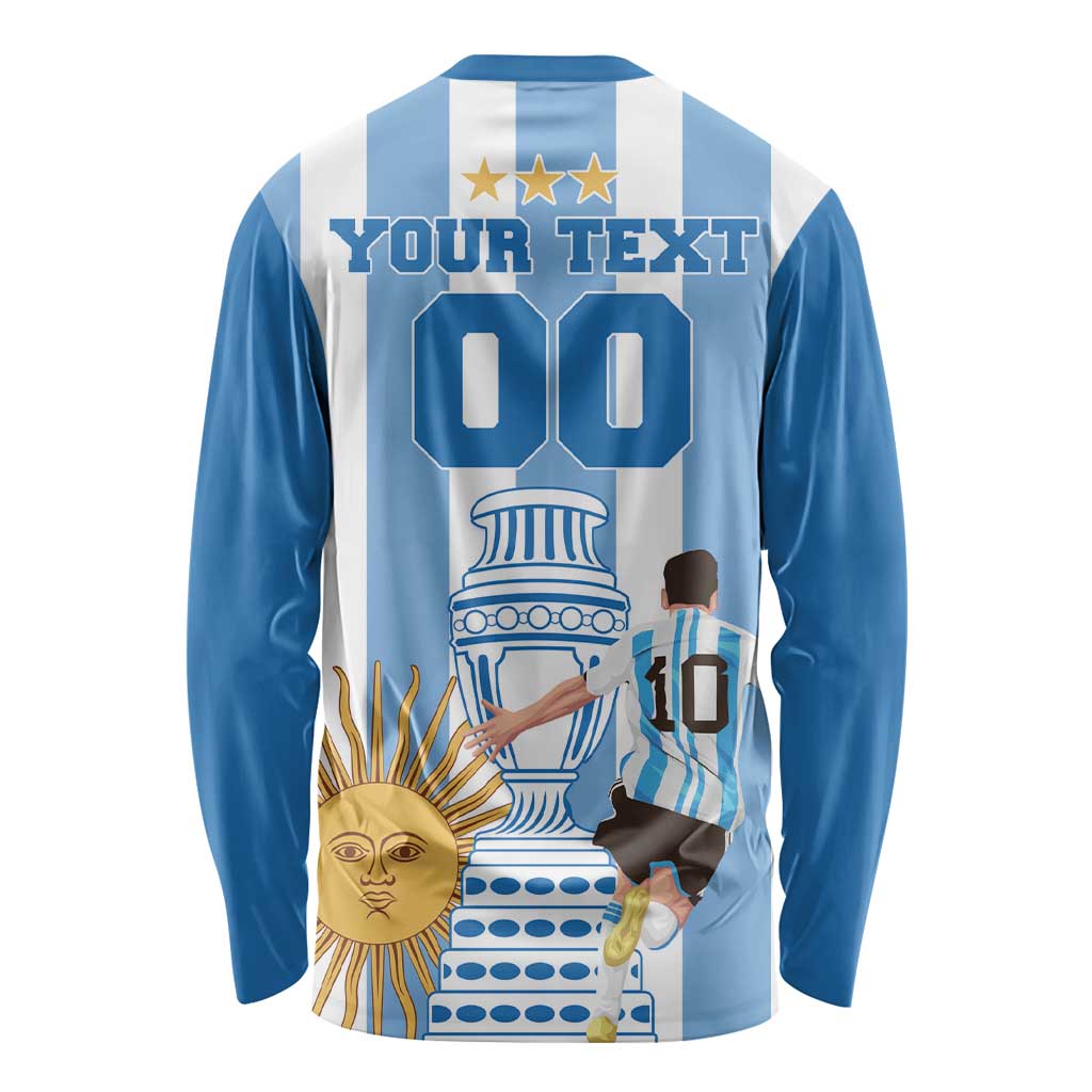 Custom Argentina Football Long Sleeve Shirt Go Champions 2024 - Wonder Print Shop