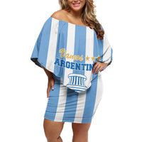 Custom Argentina Football Off Shoulder Short Dress Go Champions 2024 - Wonder Print Shop