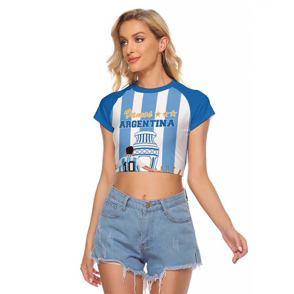 Custom Argentina Football Raglan Cropped T Shirt Go Champions 2024 - Wonder Print Shop